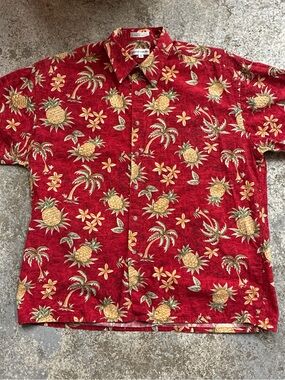 Pierre Cardin Red Pineapple & Palm Short-Sleeve Button-Down Shirt